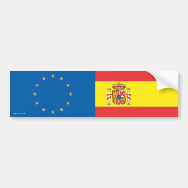 European Union & Spanish Flags Bumper Sticker (Front)