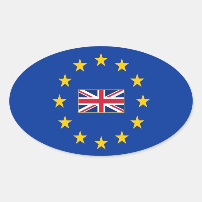 European Union United Kingdom Oval Sticker (Front)