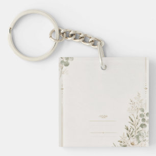 European Wedding Invitation in Olive Green Key Ring
