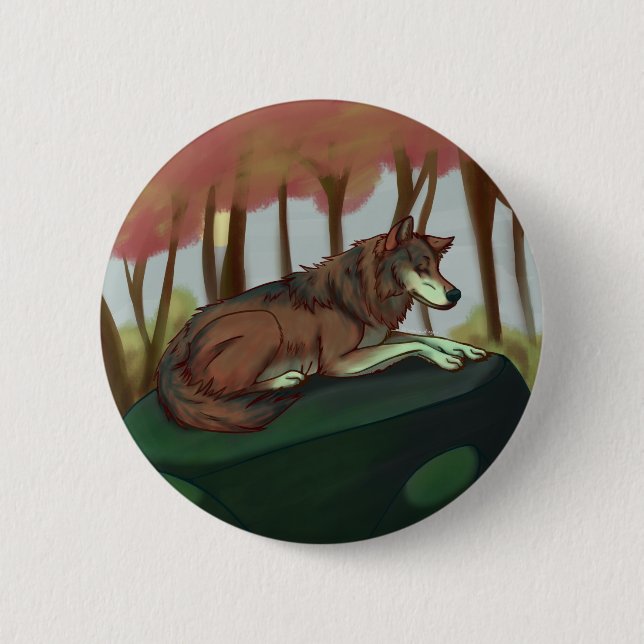 European Wolf 6 Cm Round Badge (Front)