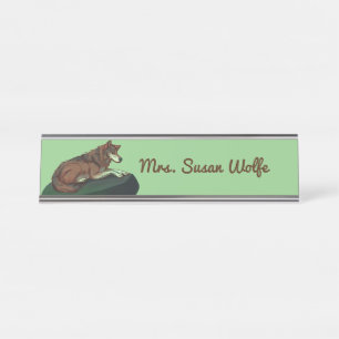 European Wolf Desk Name Plate