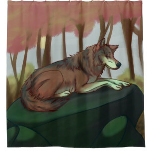 European Wolf Shower Curtain