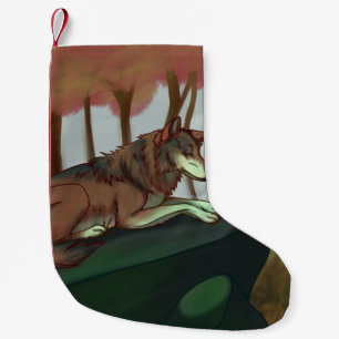 European Wolf Small Christmas Stocking