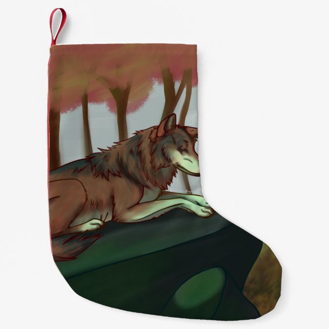 European Wolf Small Christmas Stocking (Front)