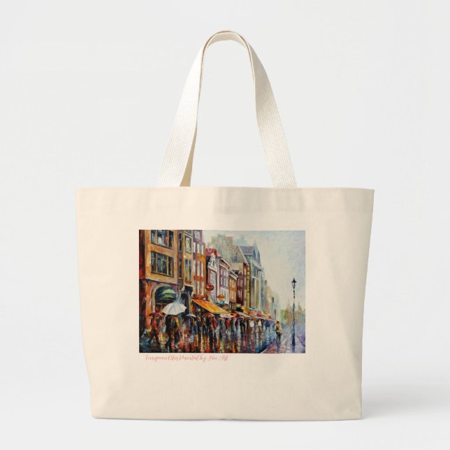 EuropeanCitiesPainted - Artist - Fxn Art Large Tot Large Tote Bag (Front)