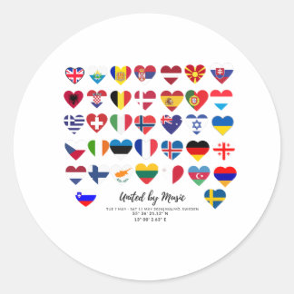 Eurovision Songcontest 2024 Unisex T-shirt Sweden  Classic Round Sticker