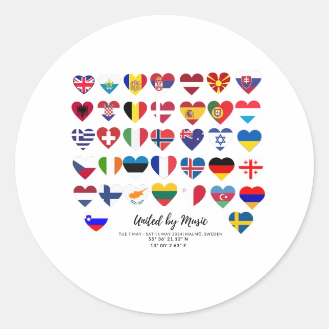 Eurovision Songcontest 2024 Unisex T-shirt Sweden  Classic Round Sticker (Front)