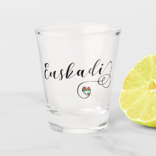 Euskadi Basque Country Flag Heart Script Shot Glass