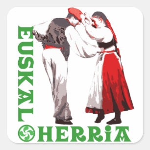 Euskal Herria: traditional Basque dancers, Square Sticker
