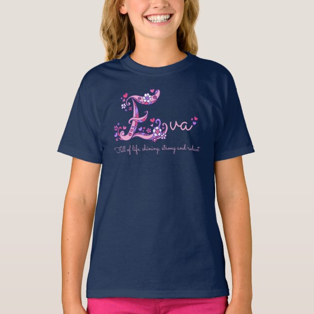Eva girls name & meaning E monogram shirt (Front)