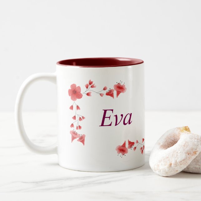 Eva name Mug – Custom Coffee Cup with An (With Donut)