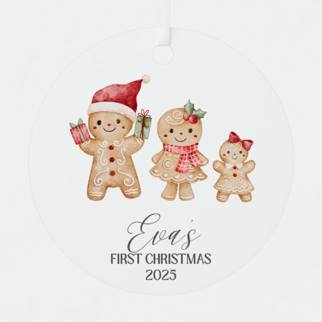 Eva Personalized Baby's First Christmas Metal Tree Decoration (Front)