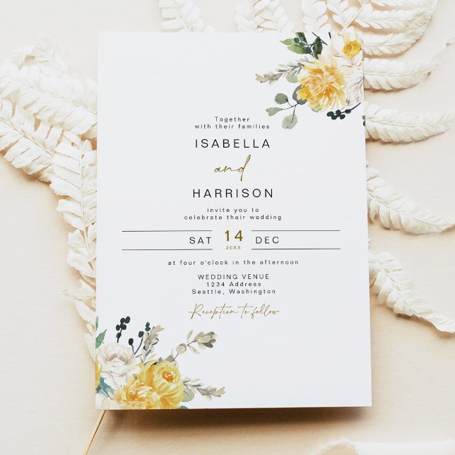 EVA Yellow Spring Watercolor Floral Wedding Invitation (Creator Uploaded)
