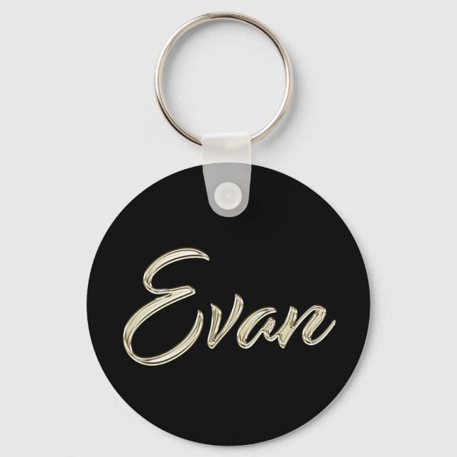 Evan Name whitegold Button Schlüsselanhänger Key Ring (Front)