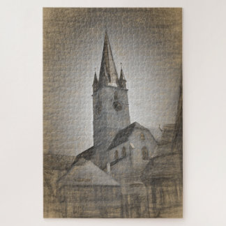 Evangelichal Cathedral Tower Sibiu Romania Jigsaw Puzzle