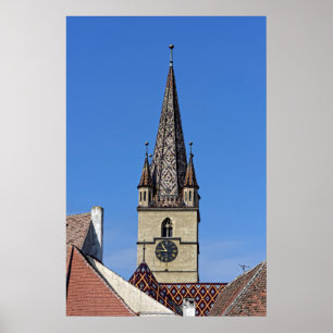 Evangelichal Cathedral Tower Sibiu Romania Poster