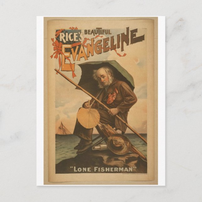 Evangeline, 'Lone Fisherman' Vintage Theatre Postcard (Front)