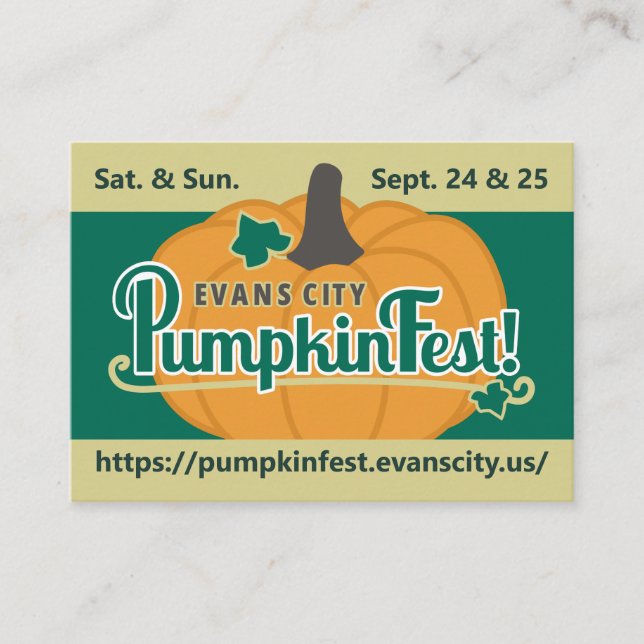 Evans City PumpkinFest 2022 Business Card (Front)