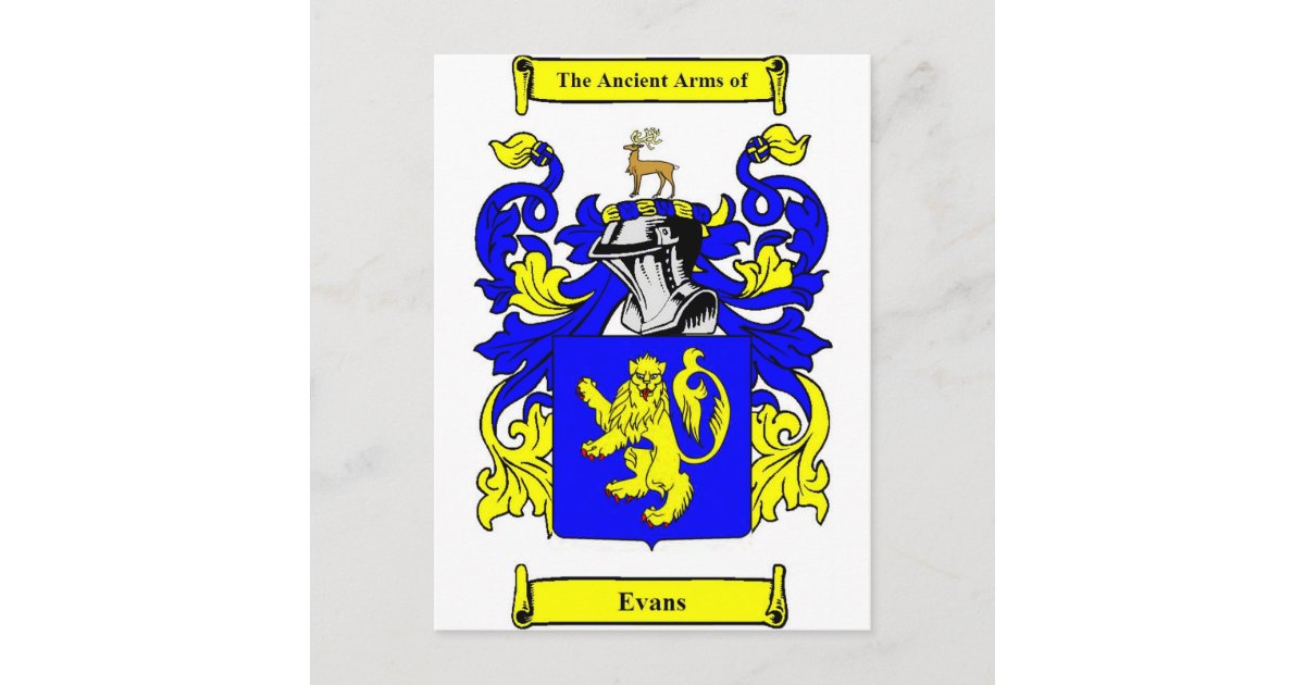 Evans Coat of Arms Postcard Zazzle