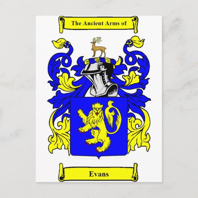 Evans Coat of Arms Postcard (Front)