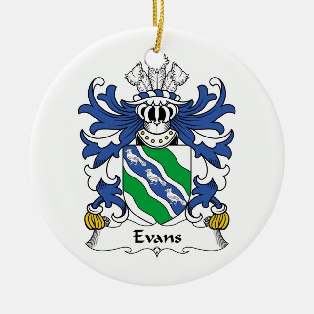 Evans Family Crest Ceramic Tree Decoration (Front)