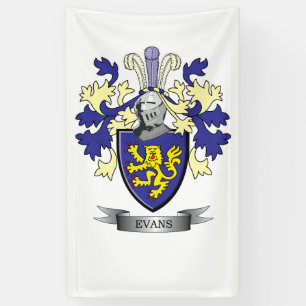Evans Family Crest Coat of Arms Banner