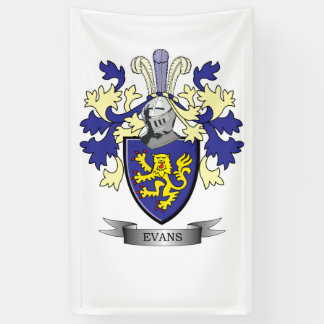 Evans Family Crest Coat of Arms Banner
