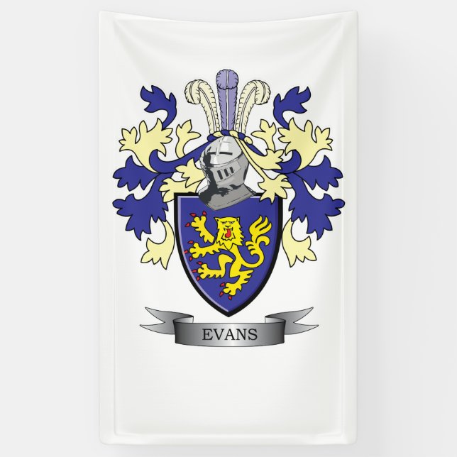 Evans Family Crest Coat of Arms Banner (Vertical)