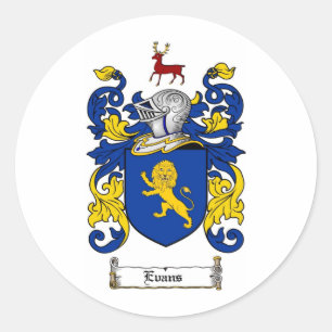 EVANS FAMILY CREST -  EVANS COAT OF ARMS CLASSIC ROUND STICKER