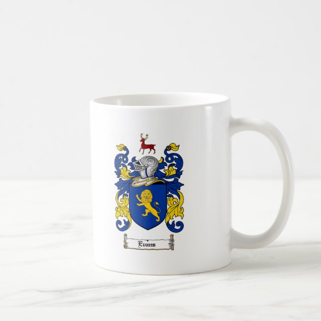 EVANS FAMILY CREST -  EVANS COAT OF ARMS COFFEE MUG (Right)