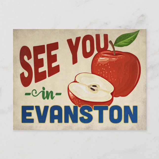 Evanston Illinois Apple - Vintage Travel Postcard (Front)