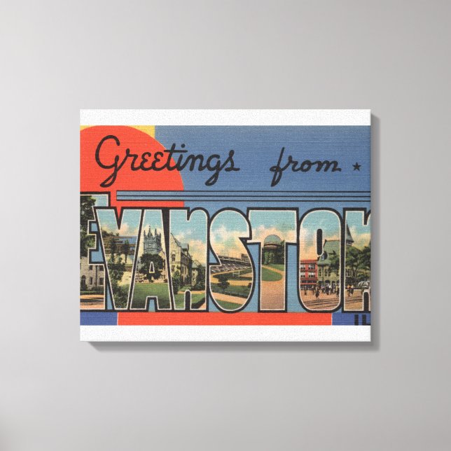 Evanston, Illinois - Large Letter Scenes Canvas Print (Front)