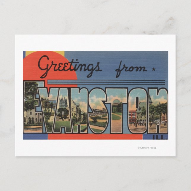 Evanston, Illinois - Large Letter Scenes Postcard (Front)