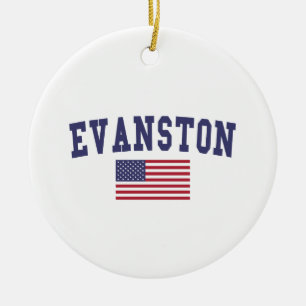 Evanston US Flag Ceramic Tree Decoration