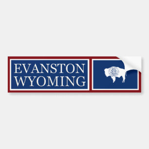 Evanston Wyoming State Flag Bumper Sticker