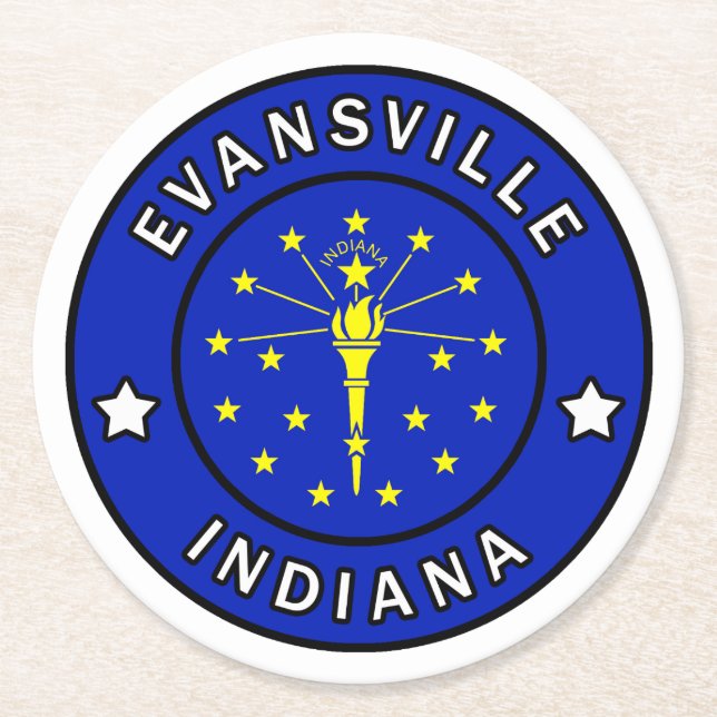 Evansville Indiana Round Paper Coaster (Front)