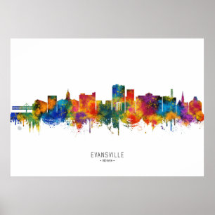 Evansville Indiana Skyline Poster