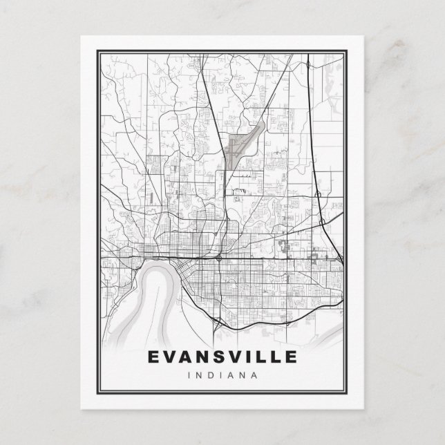 Evansville Map Postcard (Front)