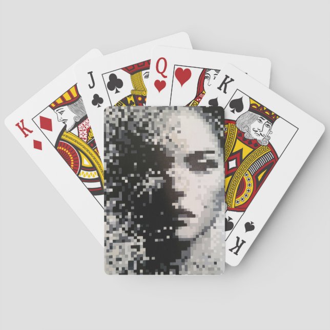 Evaporation Black and White Pixel Art Portrait Playing Cards (Back)
