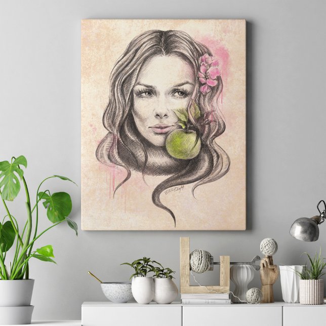 Eve and Apple Woman portrait Biblical Surreal art Canvas Print (Creator Uploaded)