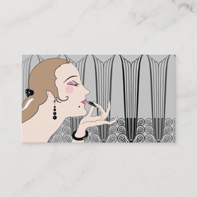 Eve, Art Deco Lady in Grey and Taupe Business Card (Front)