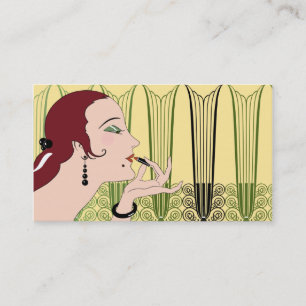Eve, Art Deco Lady in Yellow and Olive Business Card