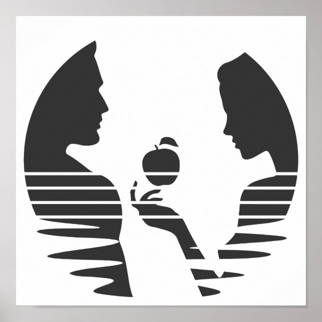 Eve Hands An Apple To Adam, Black Version 1/3 Poster (Front)