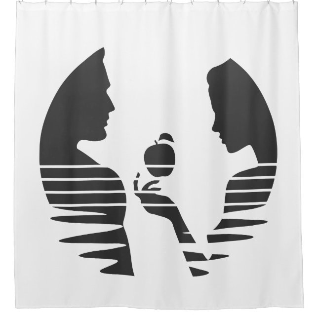 Eve Hands An Apple To Adam, Black Version 1/3 Shower Curtain (Front)
