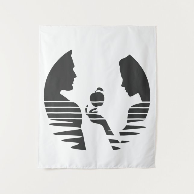 Eve Hands An Apple To Adam, Black Version 1/3 Tapestry (Front)