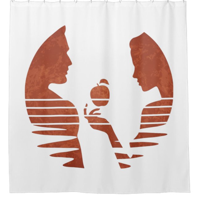 Eve Hands An Apple To Adam, Grunge Version 3/3 Shower Curtain (Front)