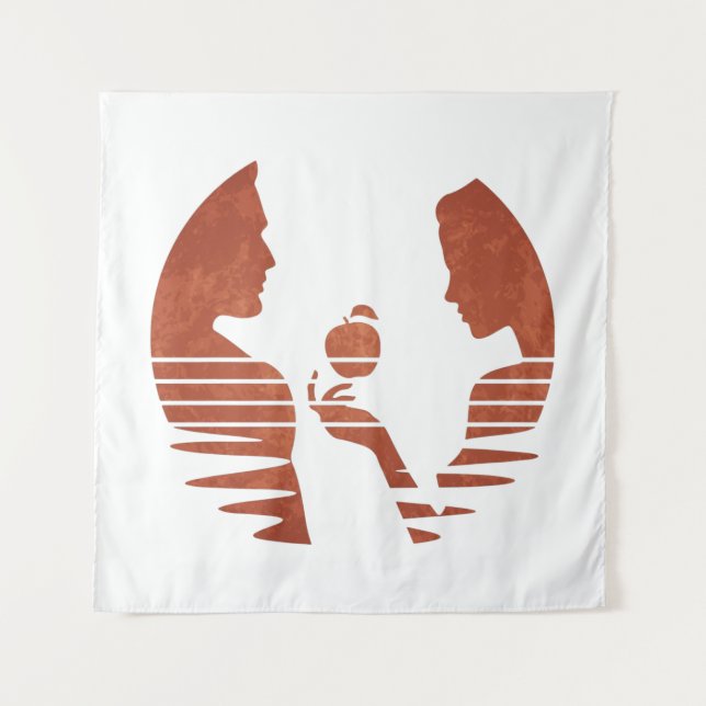 Eve Hands An Apple To Adam, Grunge Version 3/3 Tapestry (Front)