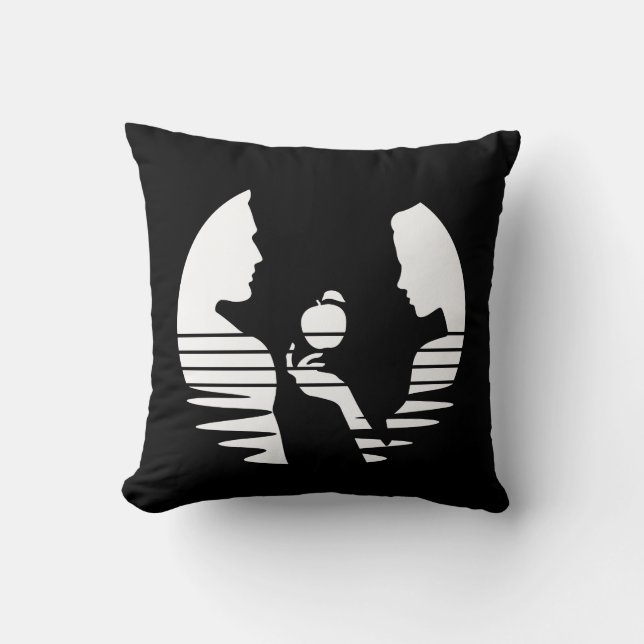 Eve Hands An Apple To Adam, White Version 2/3 Cushion (Front)