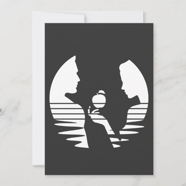 Eve Hands An Apple To Adam, White Version 2/3 Holiday Card (Front)