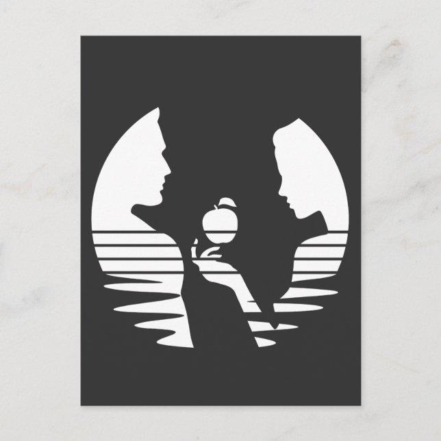 Eve Hands An Apple To Adam, White Version 2/3 Postcard (Front)